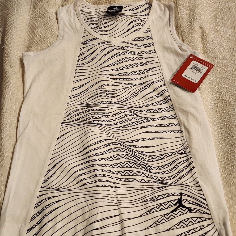 NIKE Jordan Women's White and Black Patterned Tank Top NWT Sz S